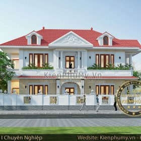 Mặt tiền chính mẫu nhà 2 tầng mái thái đẹp tại Lạng Sơn