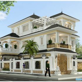 Mẫu nhà biệt thự đẹp 3 tầng 2 mặt tiền