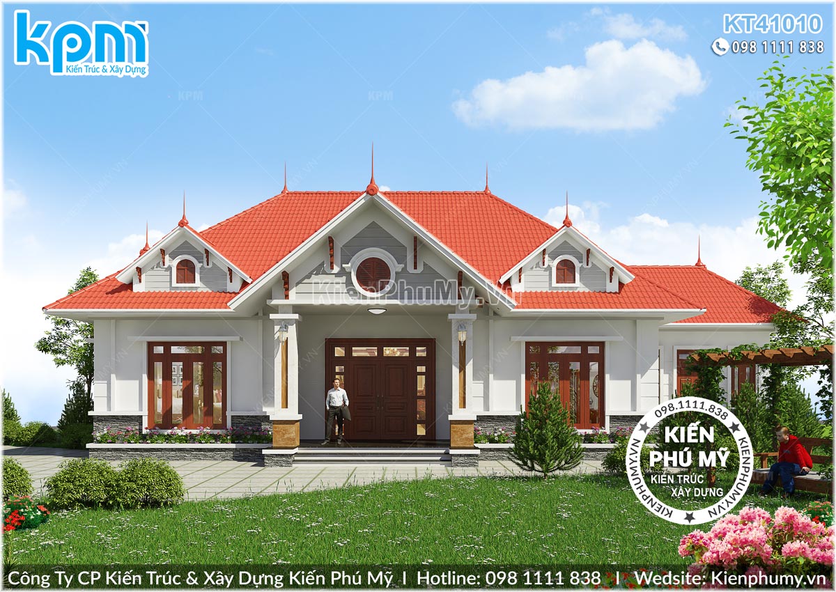Thiết kế mẫu nhà vườn đẹp 1 tầng 4 phòng ngủ đẹp ở Hà Nội