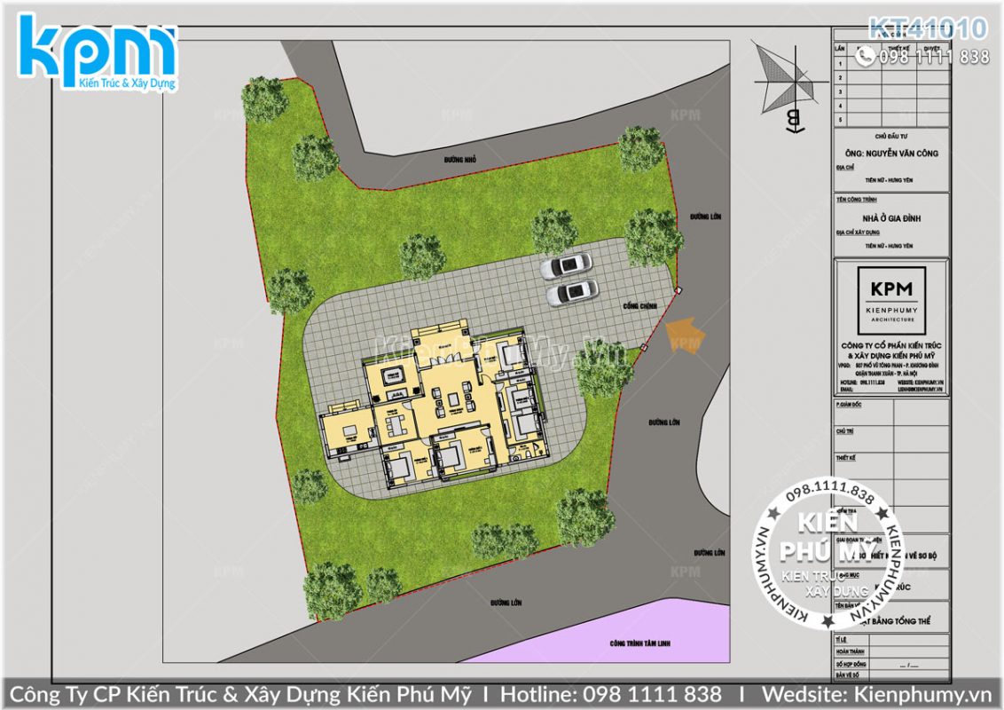 Thiết kế tổng thể mẫu nhà vườn 1 tầng mái thái 180m2
