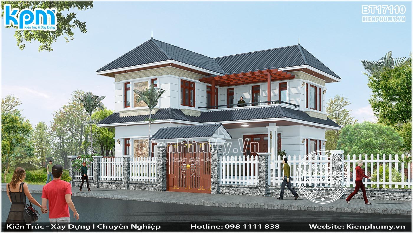 Thiết kế nhà vườn mái thái 2 tầng đẹp tại Bắc Ninh